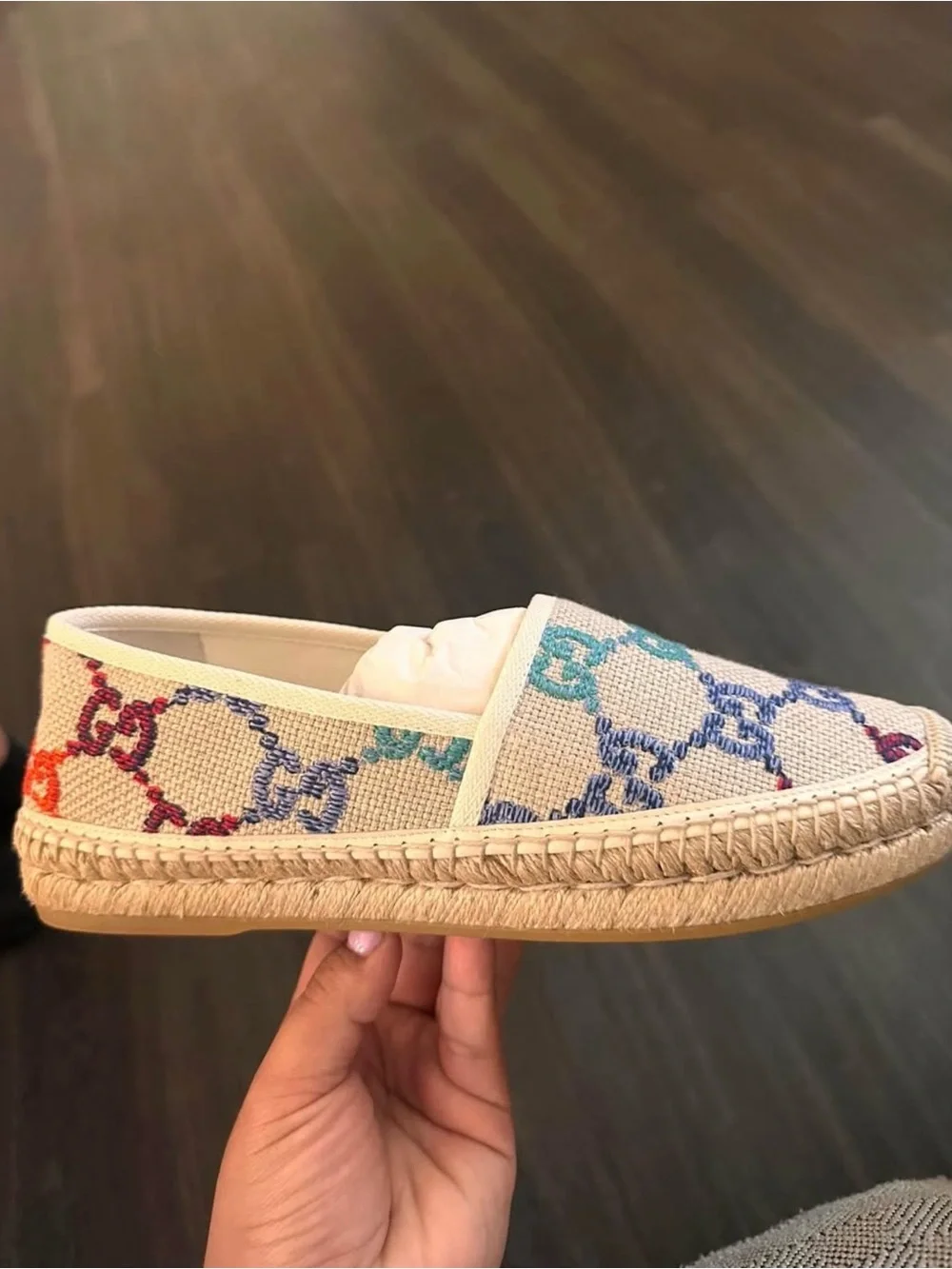 Gucci Multicolor GG Embroidered Canvas Espadrilles - Cream Base - Picture 2 of 4